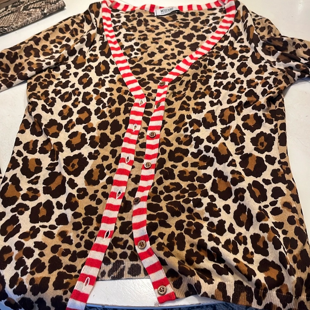 Moschino leopard cardigan cotton